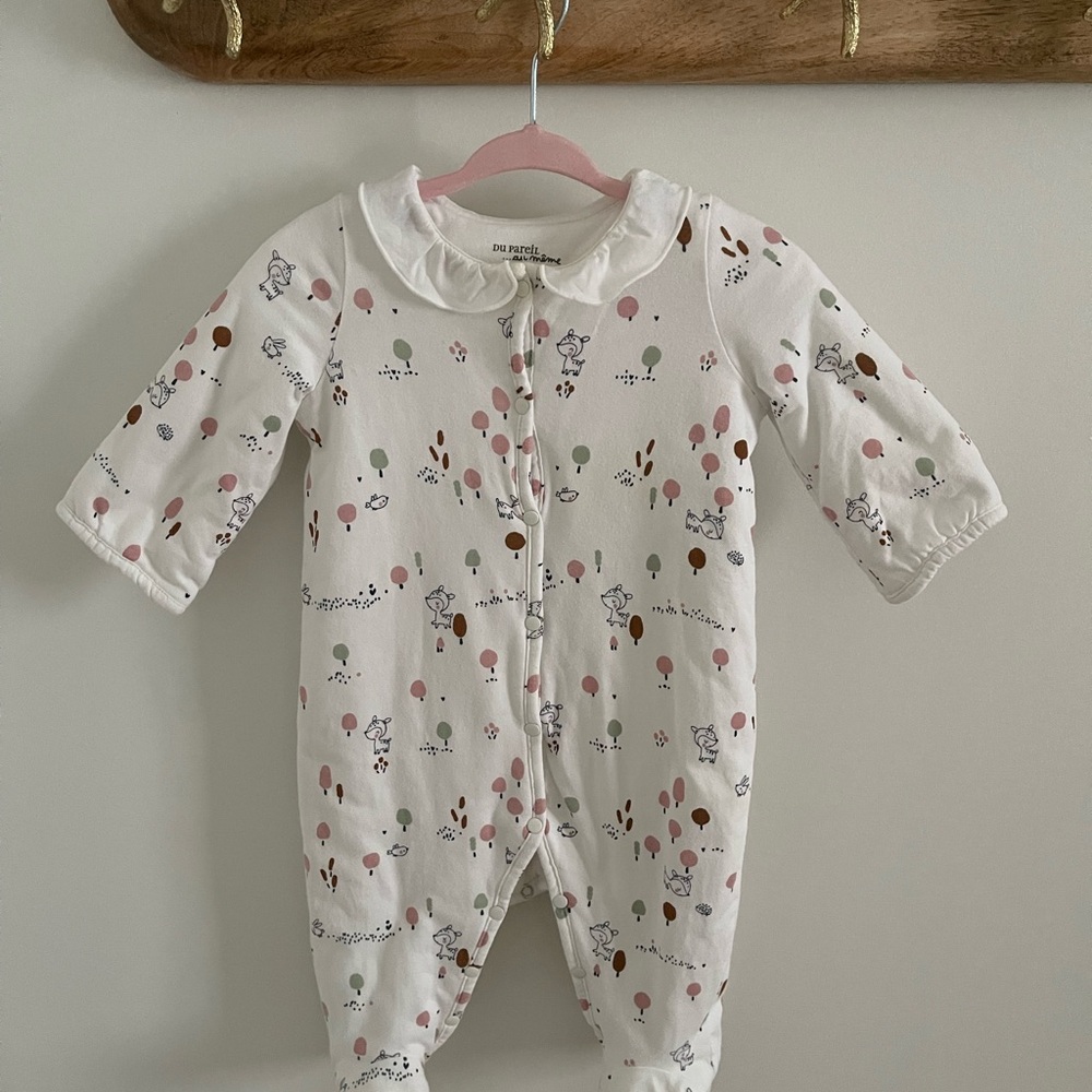 DPAM 6 months French Brand White Padded spring Baby One Piece
